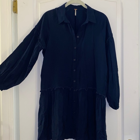 Navy Free People Tunic with Pockets - Picture 1 of 5